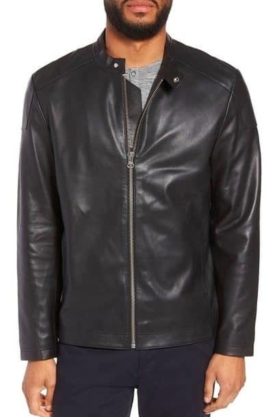 Image of Calibrate leather moto jacket