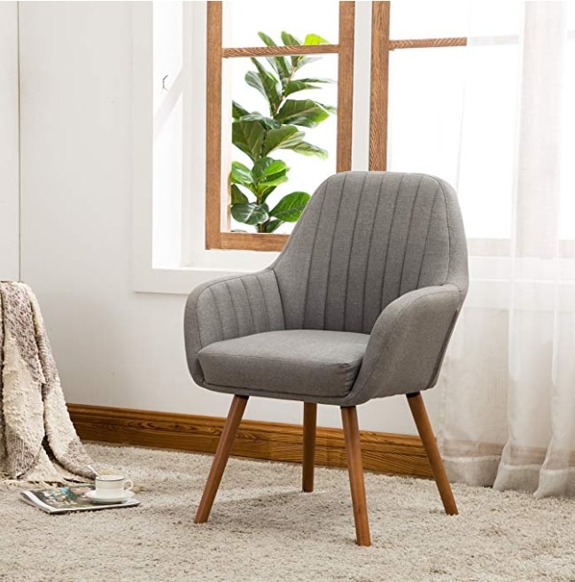 Image of Roundhill Furniture AC151GY Tuchico Contemporary Fabric Accent Chair Gray