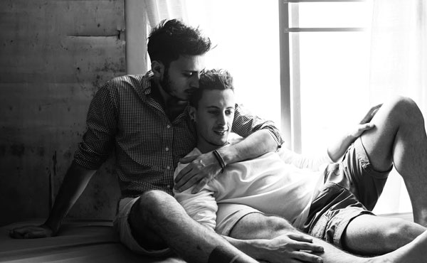 men propose gay couple