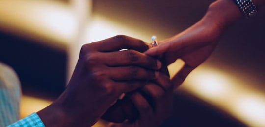 A man proposing to a woman