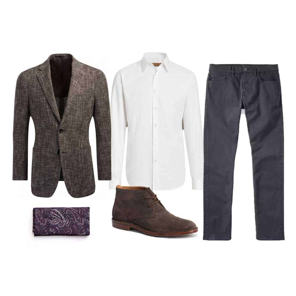 men spring work business casual blazer chukka