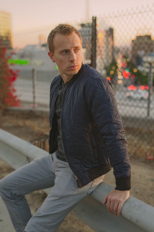 navy quilted bomber jacket