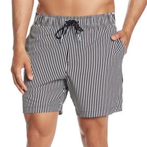 MICHAEL BASTIAN 4 Way Stretch Vertical Striped Swim Shorts