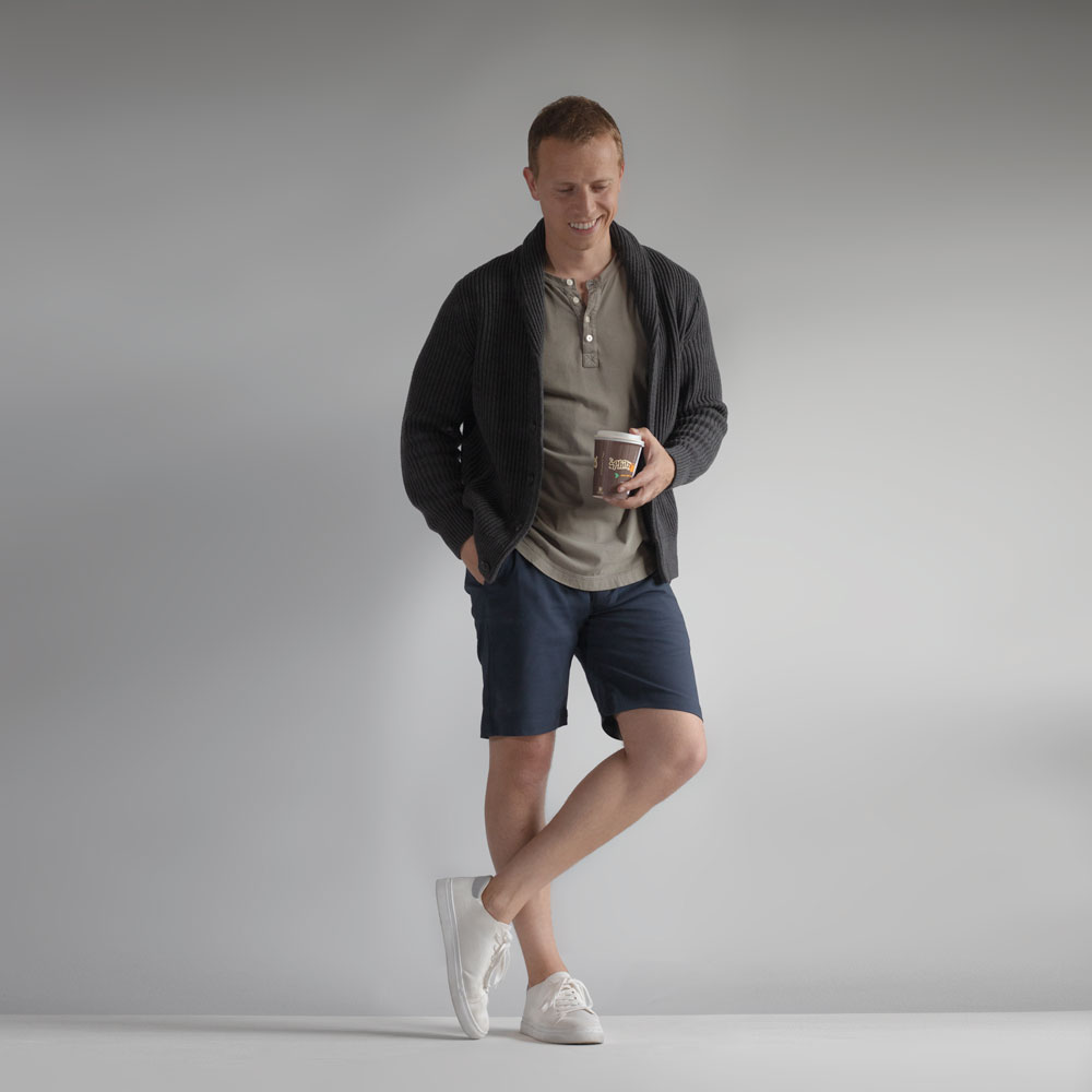 shawl-collar-sweater-shorts shawl collar cardigan shorts summer outfit men