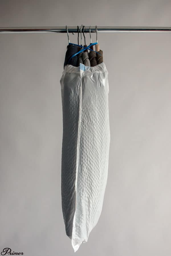 easy way to move clothes garbage bag lifehack