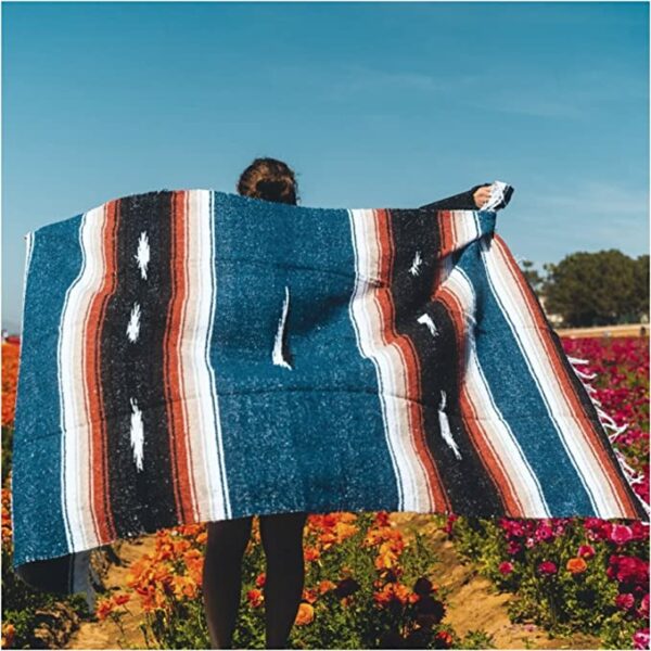image of a multi color yoga blanket
