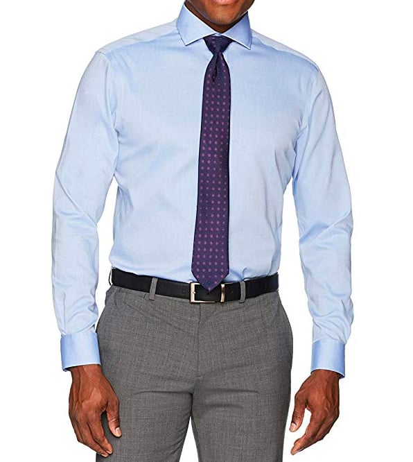 BUTTONED DOWN Men's Classic Fit Cutaway Collar Solid Pinpoint Dress Shirt, Supima Cotton Non Iron