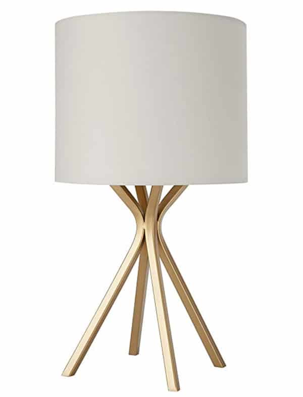 Rivet Gold Bedside Table Desk Lamp with Light Bulb 10 x 10 x 18 Inches, Linen Shade