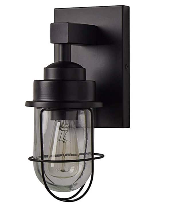 Stone & Beam Jordan Industrial Farmhouse Indoor Wall Mount Cage Sconce Fixture With Light Bulb 5.5 x 74.75 x 11 Inches, Black