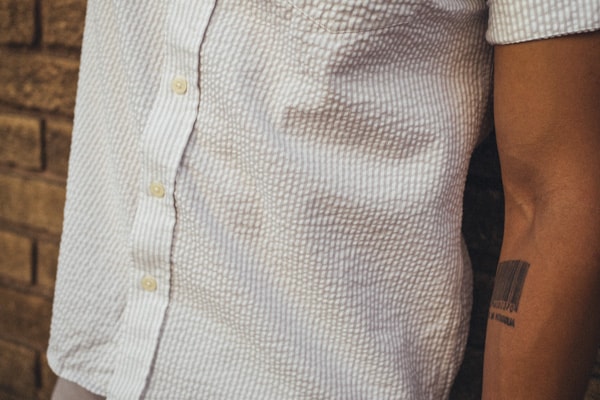 Close up of seersucker shirt