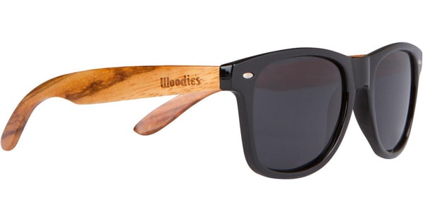 Woodies Zebra Wood Sunglasses with Black Polarized Lenses