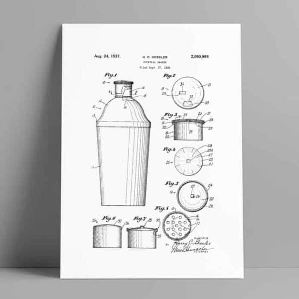 cocktail shaker patent poster