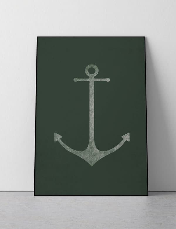 Anchor Print, Available in Six Colors, with and without Text, 16” x 20”