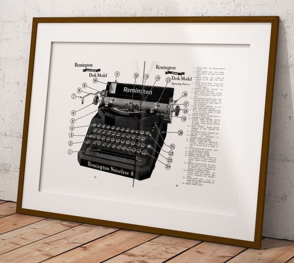 The Remington Noiseless 8 Typewriter, 11” x 14”