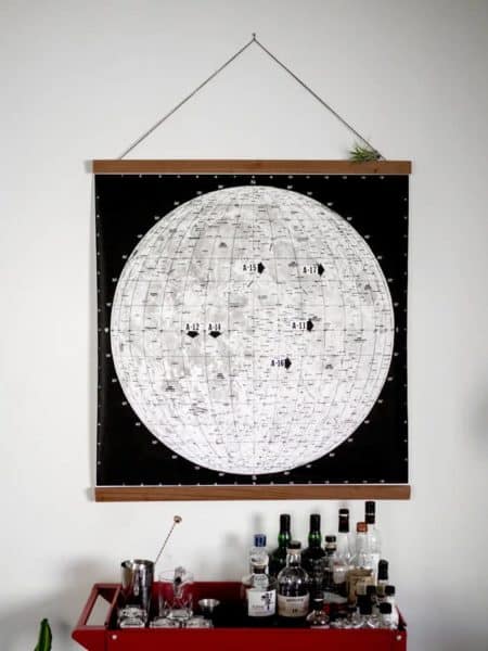 Map of the Landing Spots for the Apollo Missions with DIY Hanger Frame