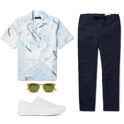 floral print with chinos