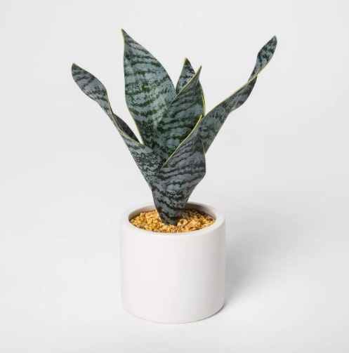 9" x 5" Artificial Snake Plant In Pot Green/White Project 62™