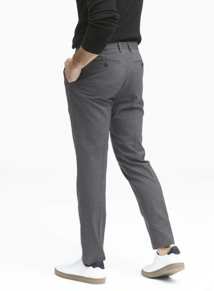 grey slim wool dress pants