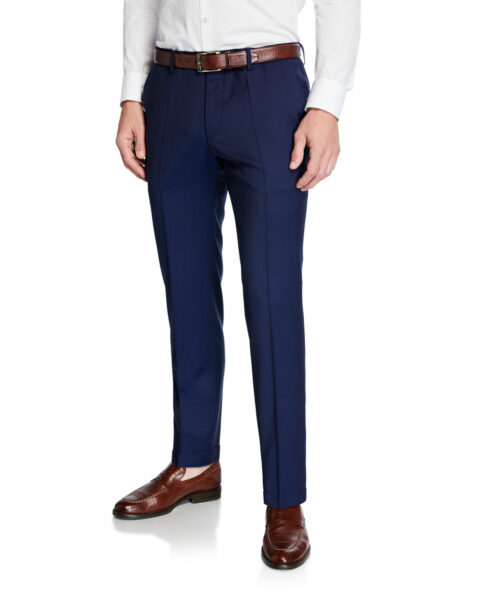 dark blue slim style wool trouser pants
