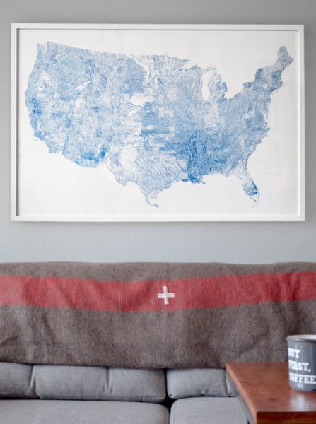 detailed map of America’s rivers art