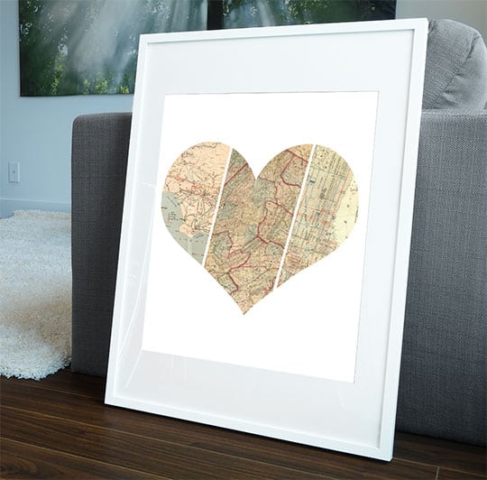 Heart Map Print, 16” x 20”