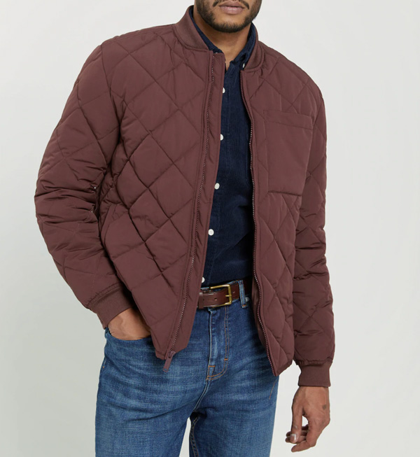 burgundy quilted bomber jacket frank and oak