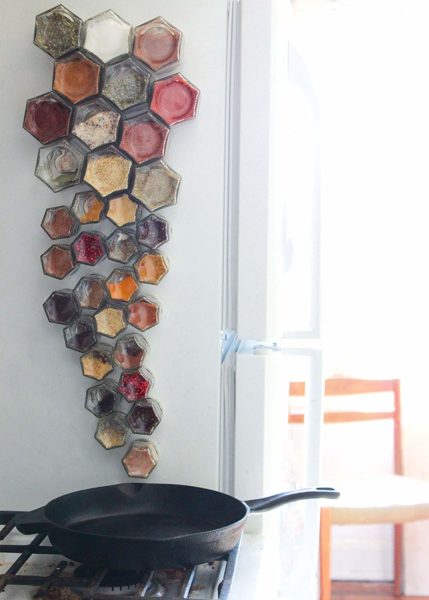 space saving magnetic spice jars