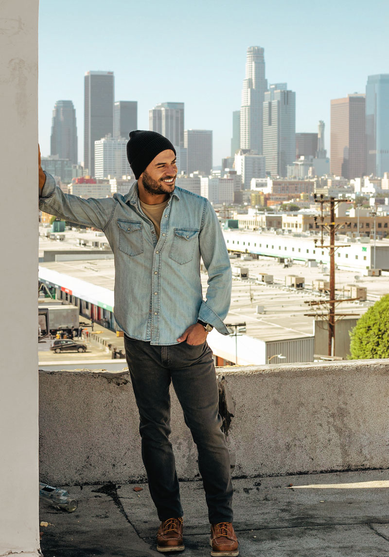 men-denim-shirt-style-3 los angeles denim shirt watch cap