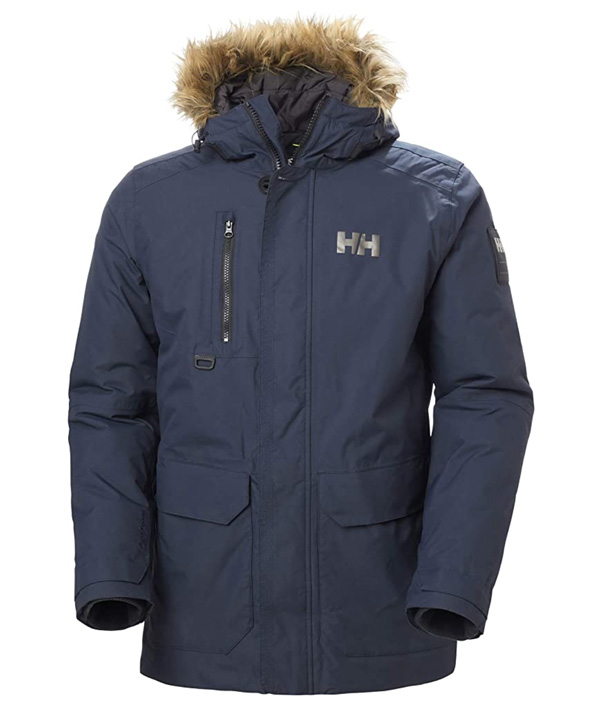 man wearing helly hansen parka
