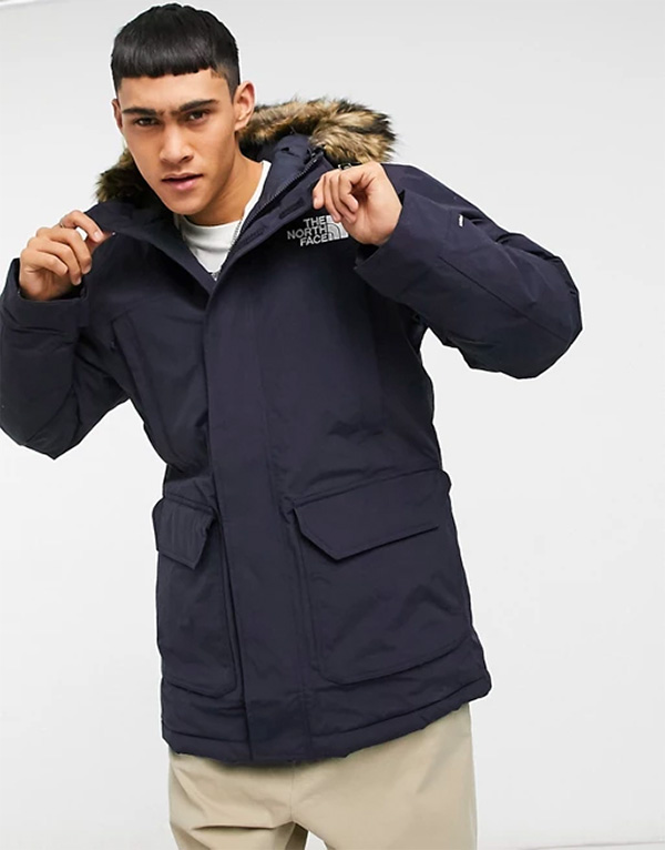 man wearing north face mcmurdo parka jacket