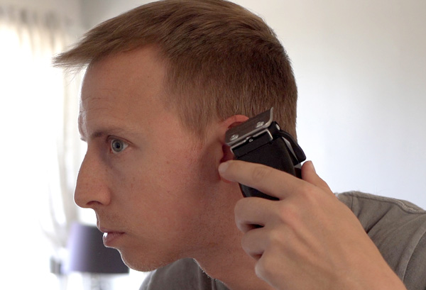 cleaning up hair around ear