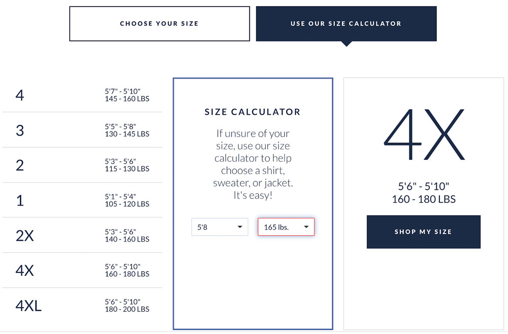 peter-manning-sizing-system Peter Manning size calculator screenshot