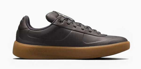 a low top gum sole sneaker with leather upper