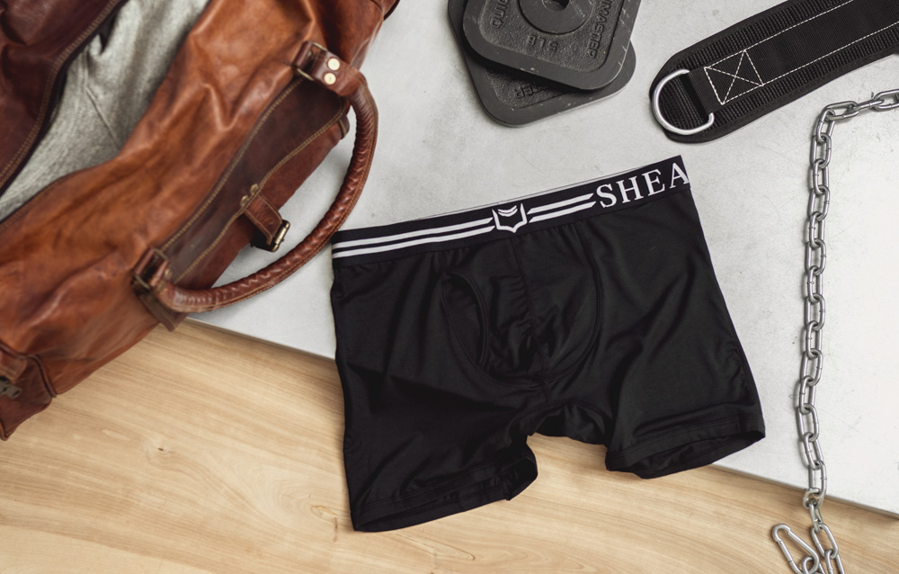 sheath-pocket-underwear Sheath underwear on table with bag and weights