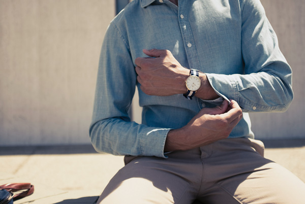 business casual out with canvas NATO watch