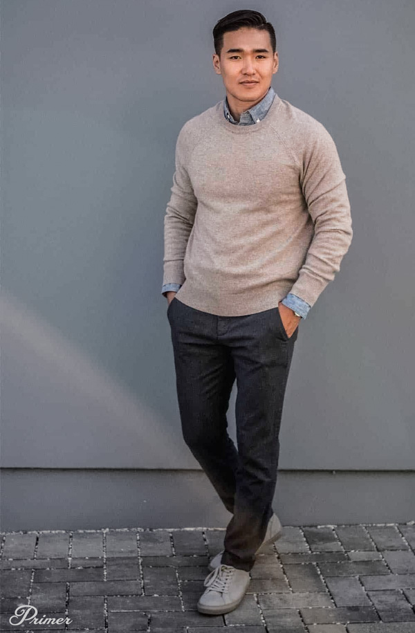 business casual with sneakers