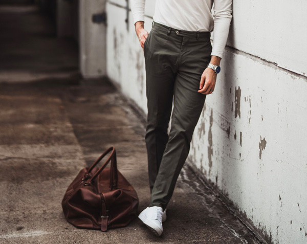 white sneakers with dress pants