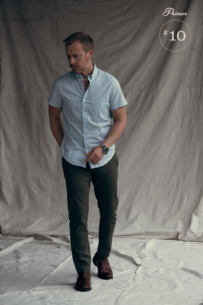 print short sleeve shirt men olive chinos