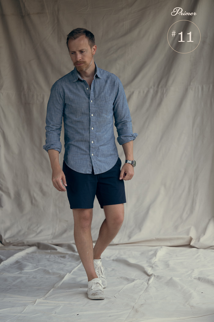 chambray shirt with shorts