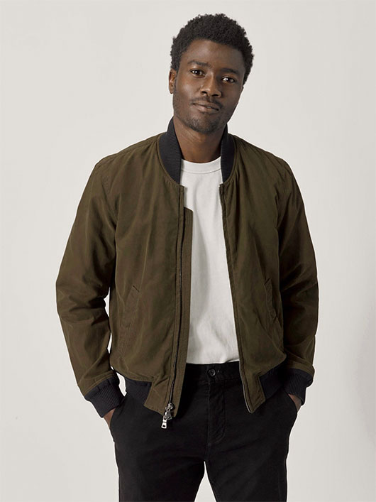 buck mason oil cloth bomber