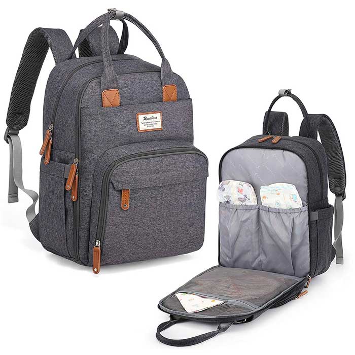 gray men's diaper bag backpack