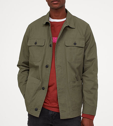 h&m twill shirt jacket high low