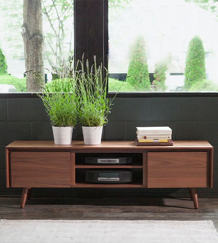 article walnut console high low