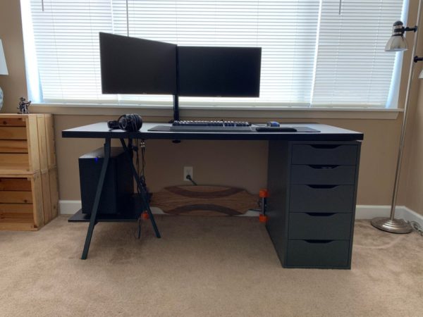 simple black ikea desk hack