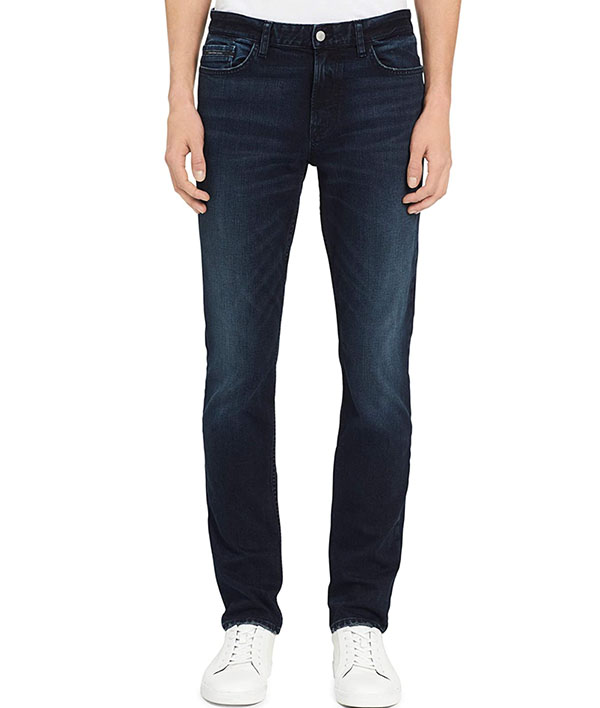 men's skinny fit dark blue jeans from calvin klein