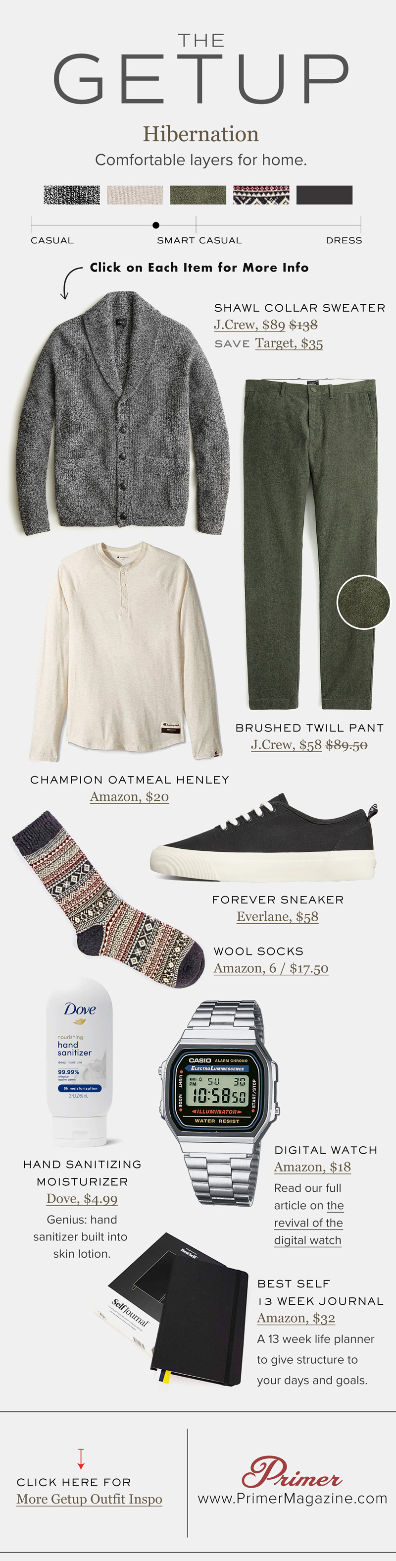 the getup hibernation shawl collar sweater with henley and green chinos fall outfit