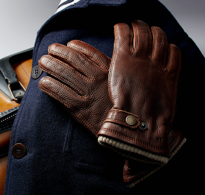 brown leather elk gloves