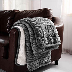 cable knit sherpa throw blanket