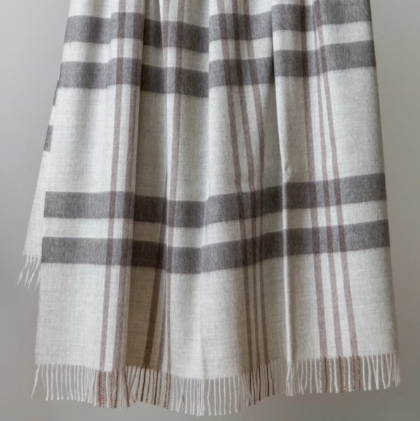 plaid printed alpaca wool throw blanket