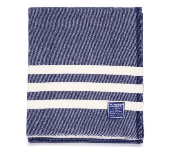 fairbault trapper blue wool throw blanket